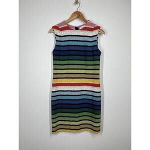 Sonia Rykiel Rainbow Striped Sheath Dress 36 French Terry Boucle US Small